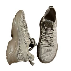 Steve Madden Maxima Tan/Beige Rhinestone Sneakers